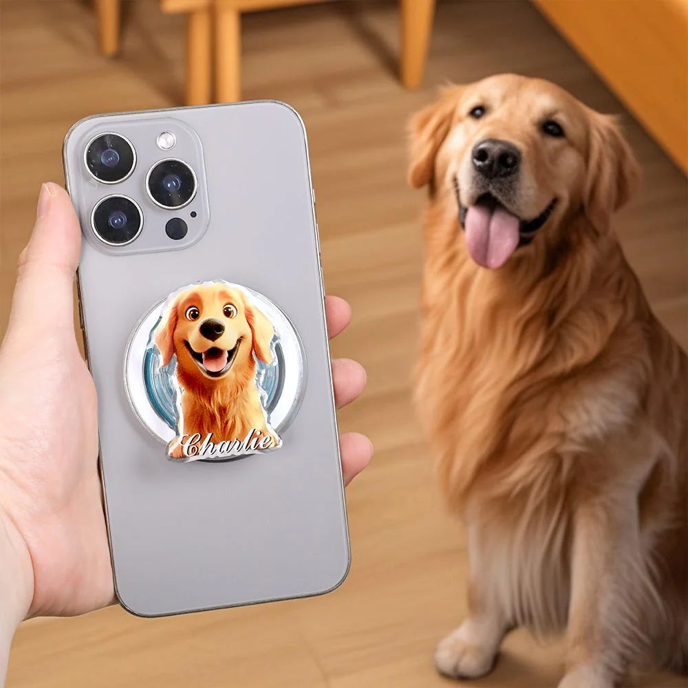 Support de Téléphone Personnalisé avec Portrait de Chien - Cadeau Unique pour Amoureux des Animaux