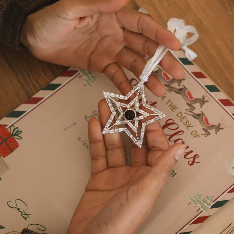 Ornement de Noël Scintillant Personnalisé – Ajoutez Votre Photo pour un Éclat Unique