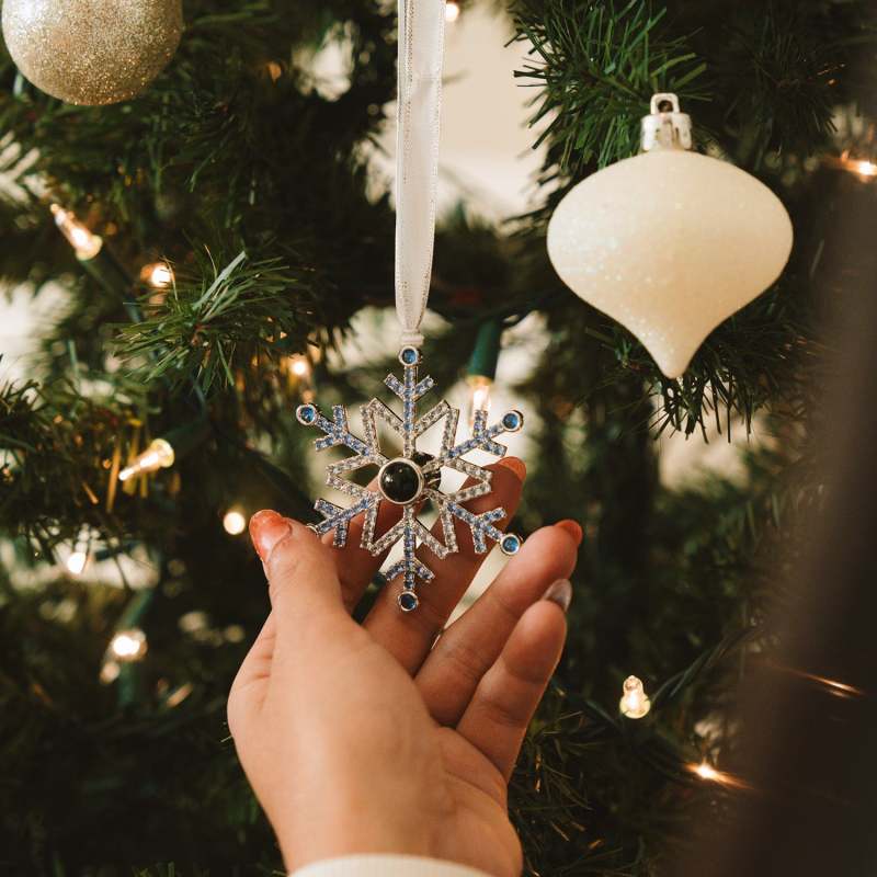 Ornement de Noël Scintillant Personnalisé – Ajoutez Votre Photo pour un Éclat Unique