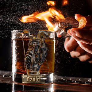 Verre à Whisky Personnalisé – Motif Sac de Golf avec Gravure de Nom