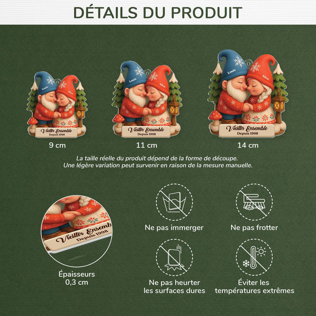 Ornement de Noël Personnalisé - Cadeau Unique pour Amoureux