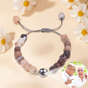 Bracelet en agate multicolore - Bijou Émotionnel Ajustable avec Projection d’Image