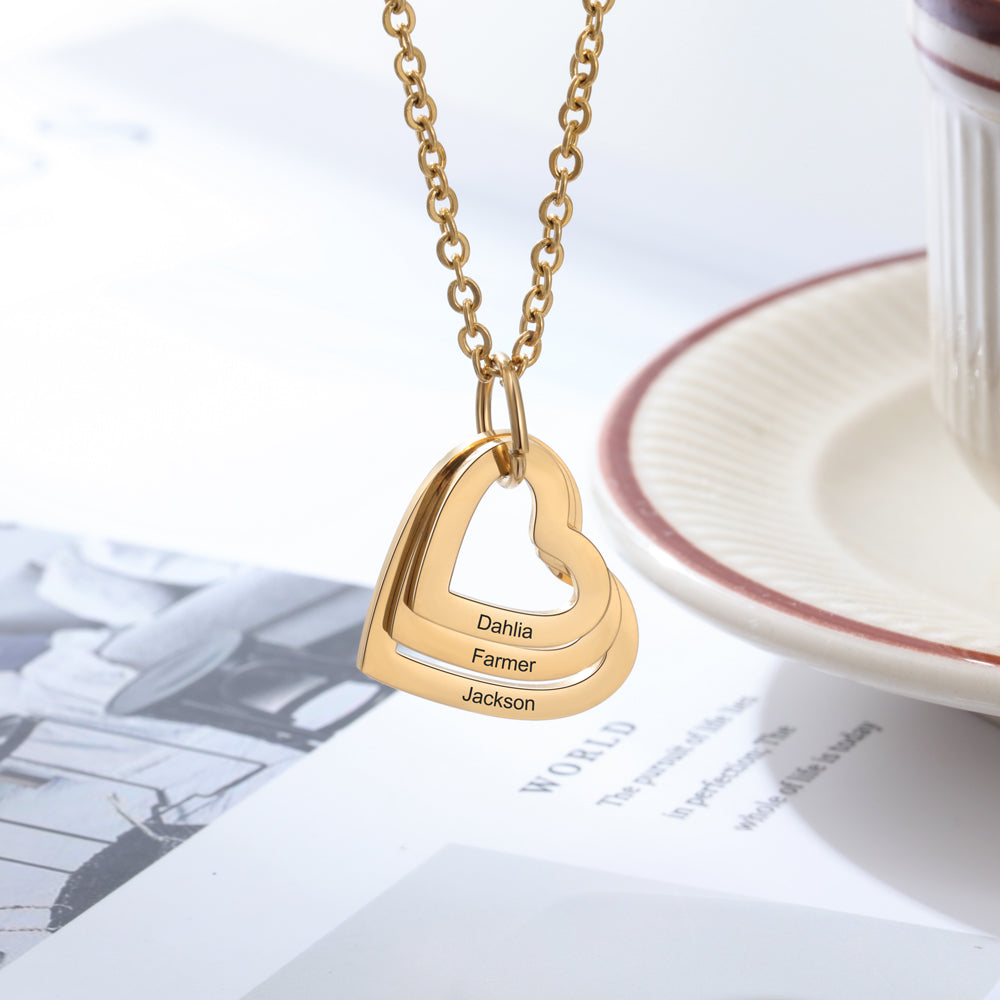 Collier Cœur Personnalisé avec Noms - Cadeau d’Anniversaire ou de Saint-Valentin