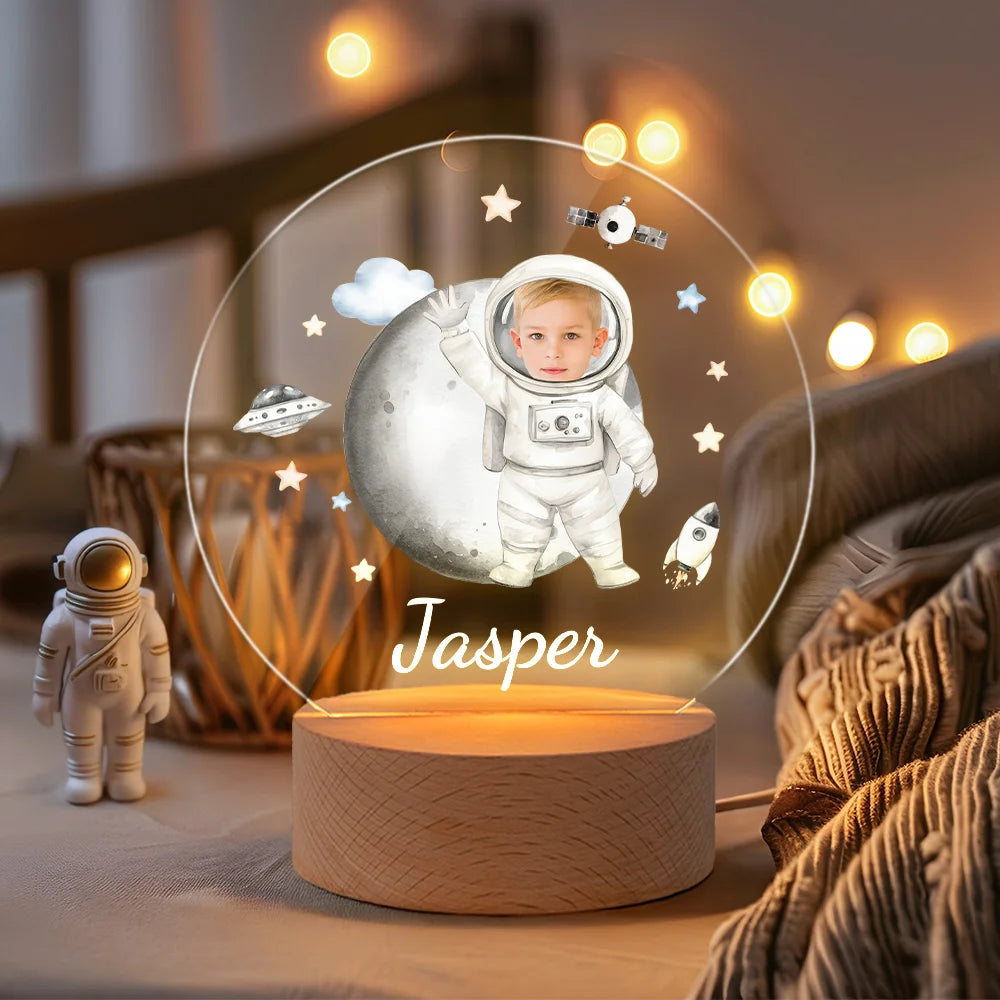 Lampe LED Personnalisée Astronaute avec Photo – Cadeau Unique pour Enfant